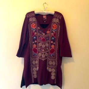 Johnny Was embroidered tunic with sheer back